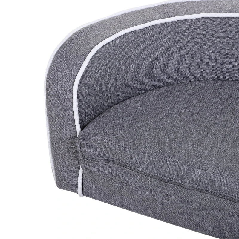 PawHut Wooden Frame Sponge Extendable Pet Dogs Sofa Bed Grey