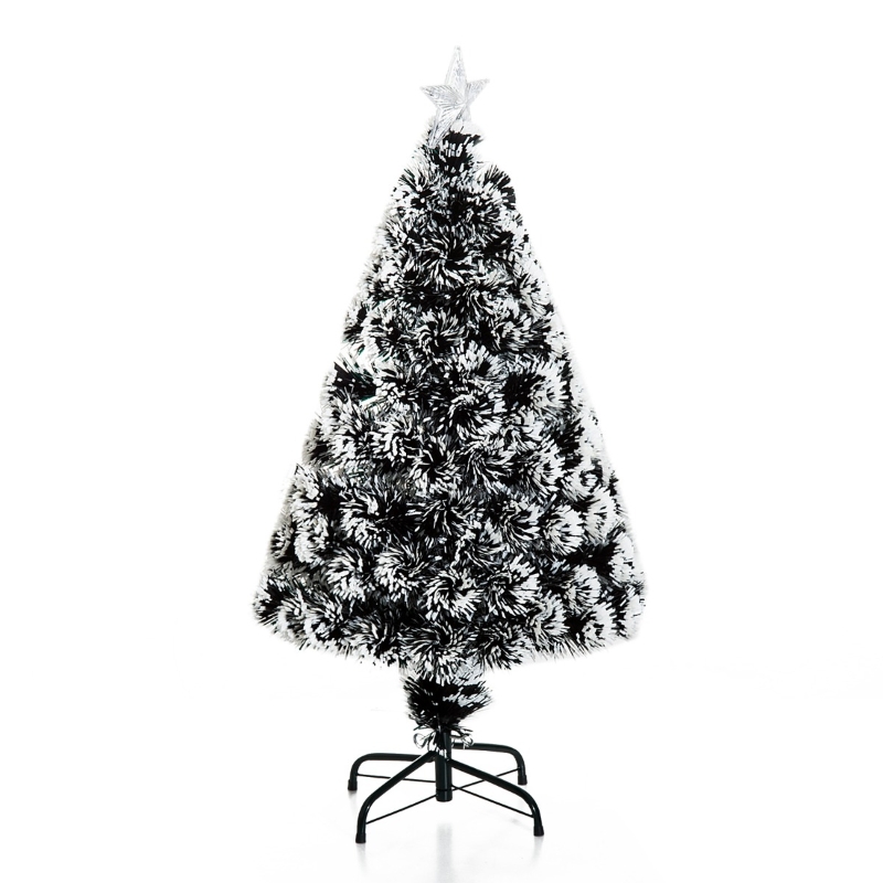 HOMCOM 4ft 120cm Green/White Artificial Christmas Tree W/ Prelit LED Lights-Multicolor