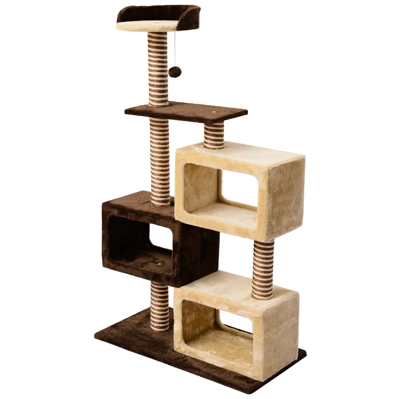 HOMCOM Cat Scratching  Activity Centre-Coffee/Beige, M size