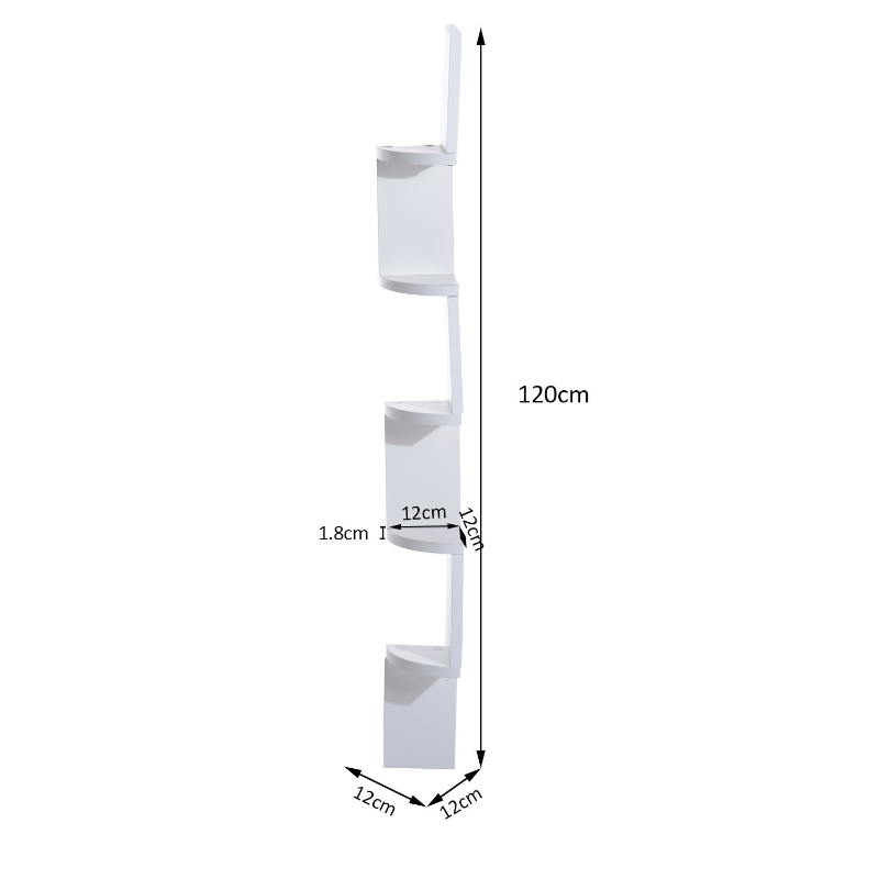 HOMCOM 12Lx12Wx120H cm 5-tier Corner Shelf Rack-White