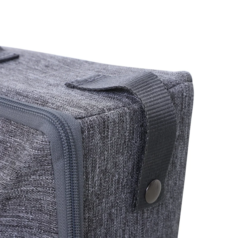 PawHut Cat Litter Box Collapsible Portable Foldable Travel Light Weight Toilet Tray For Small Kitty - Grey