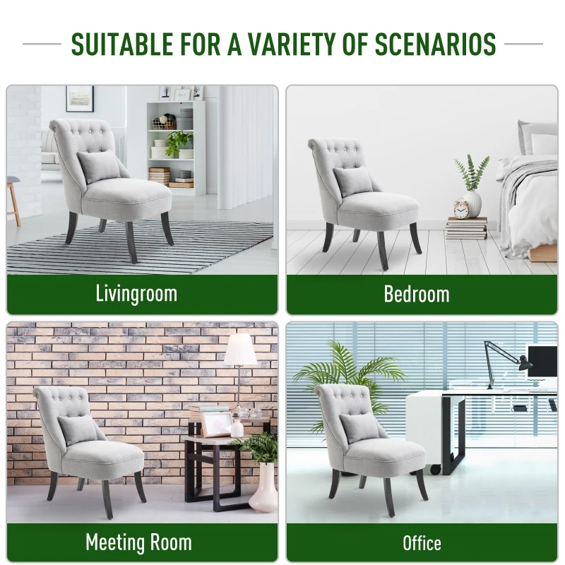 HOMCOM Retro Scrolled Back Accent Chair - Grey