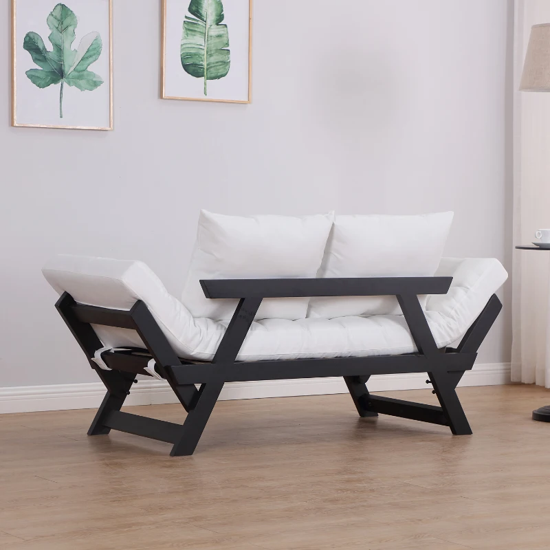 HOMCOM Sofa Bed Chaise Lounge-White