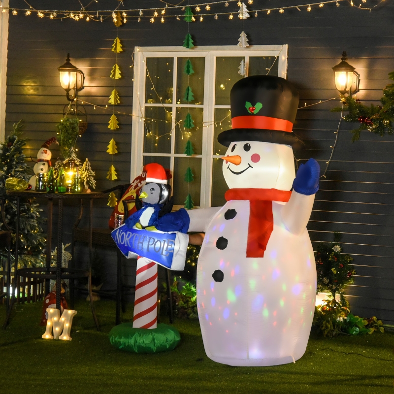 HOMCOM 2.4m LED Polyester Outdoor Christmas Inflatable Snow Man
