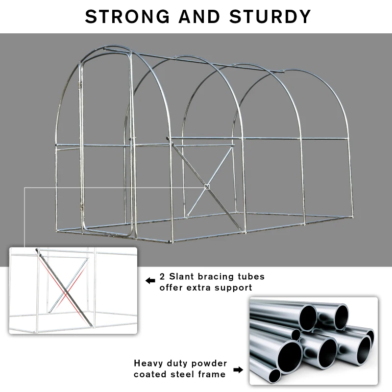Outsunny Walk-in Polytunnel Greenhouse Garden Planting Shed Clear PE Cover 25mm Diameter Galvanised Steel Frame, 3L x 2W x 2Hm