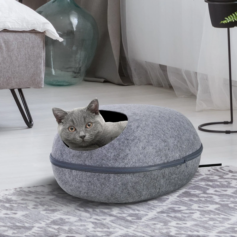 PawHut Pet Electric Heating Pad Cat Dog Bed Berber Fleece Shelter Pet Indoor Warming Mat Chew-Proof Cord Grey 47 x 38 x 24 cm