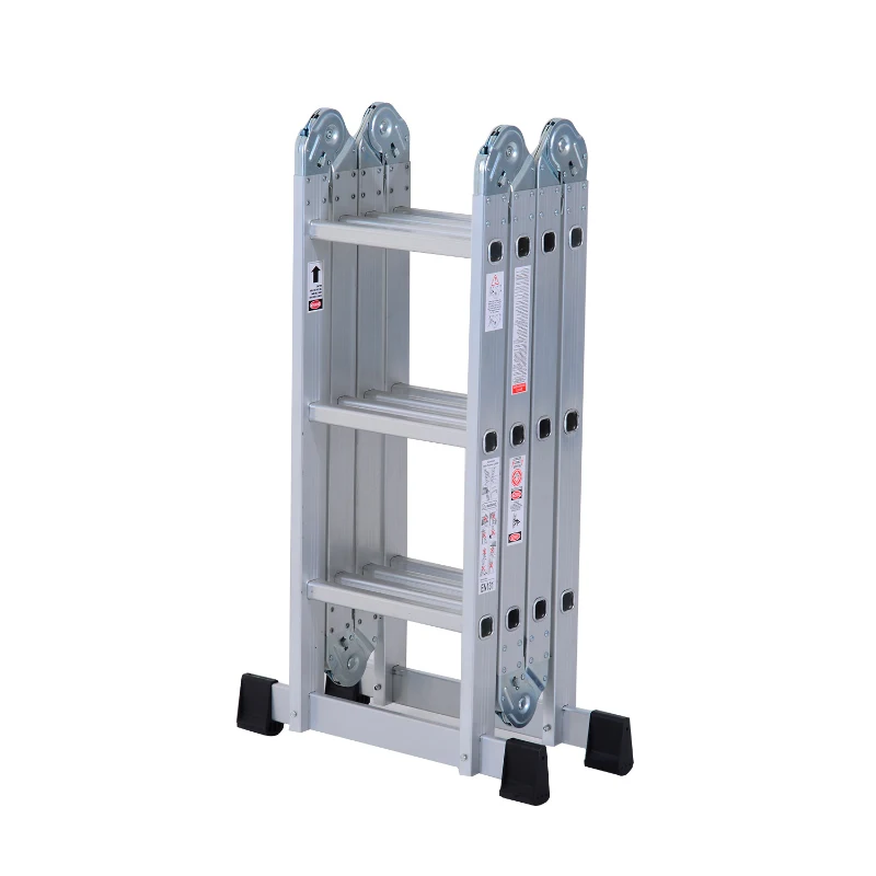HOMCOM 3.7M 4-Section 12 Steps Multi-purpose Folding Aluminium Ladder