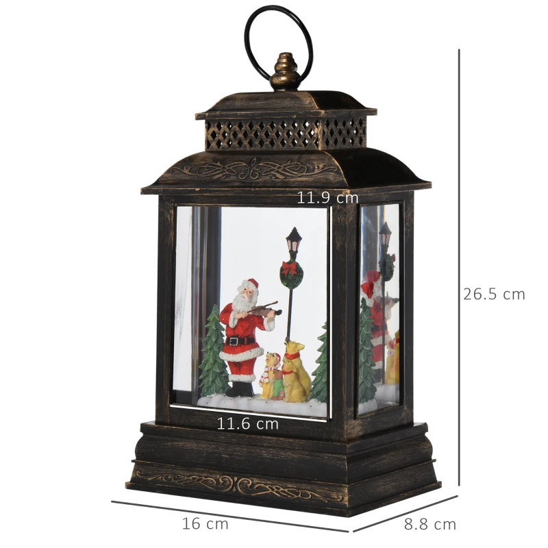 HOMCOM Metal Light-Up Musical Santa & Violin Christmas Lantern