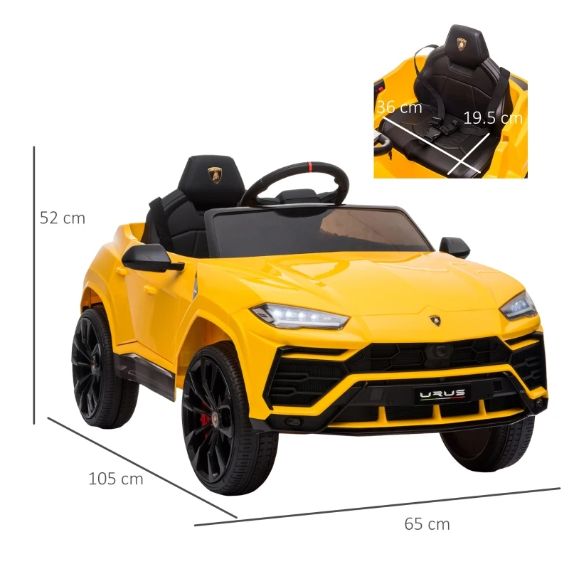 HOMCOM Kids Electric Ride On Car 12V Lamborghini Urus Car Toy w/ Remote Control
