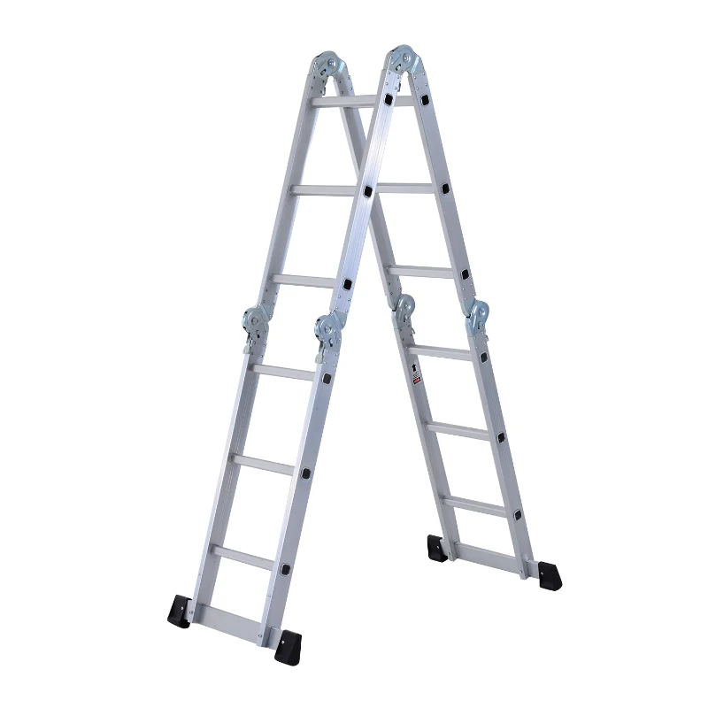 HOMCOM 3.7M 4-Section 12 Steps Multi-purpose Folding Aluminium Ladder