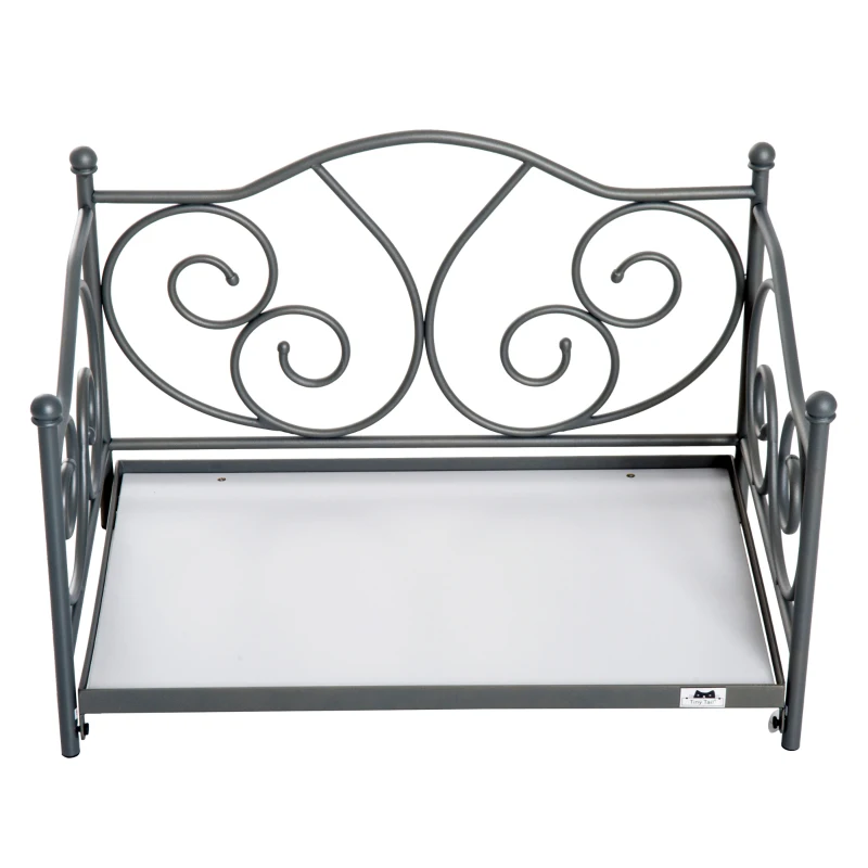 PawHut Pet Bed W/Cushioned Seat, Metal Frame-Grey