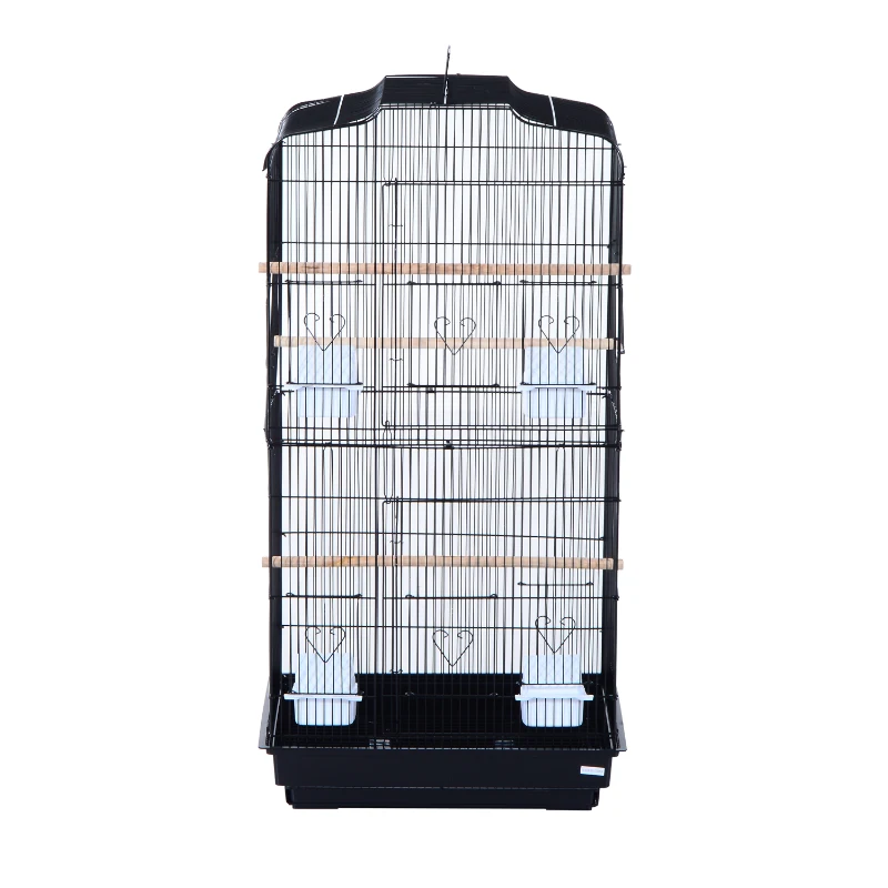 PawHut Large Metal Bird Cage for Parrot Parakeet Macaw Pet Supply Black 47.5L x 36W x 91H (cm)