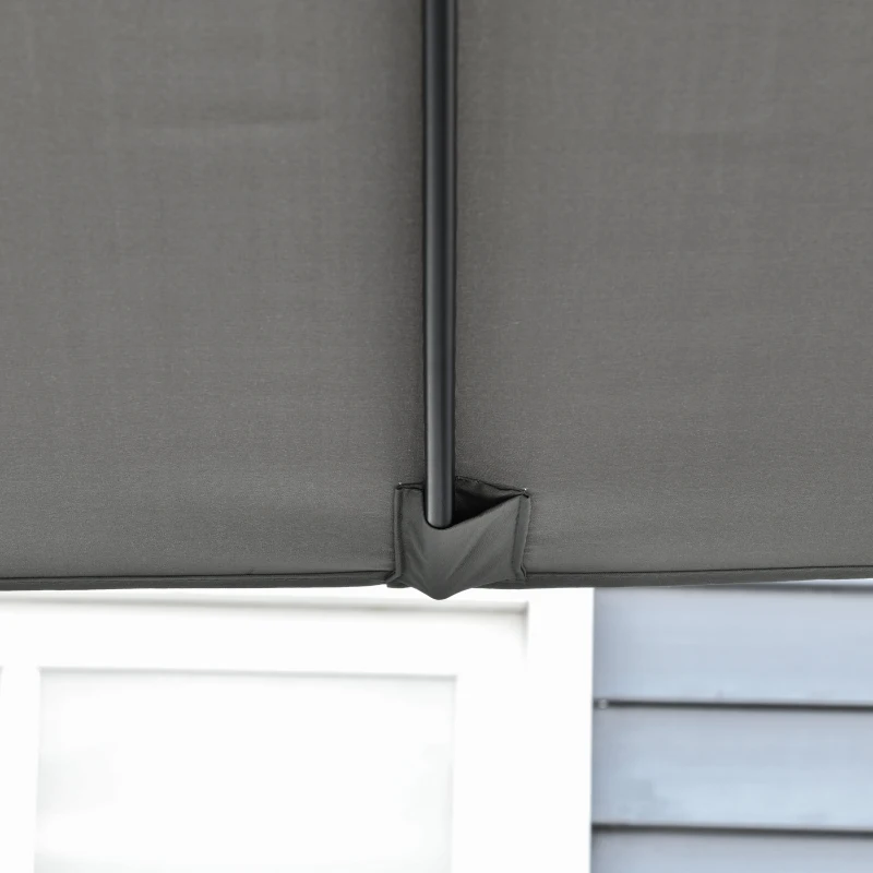 Outsunny 2.7 x 2.7 m Cantilever Parasol, Square Overhanging Umbrella with Cross Base, Crank Handle, Tilt, 360° Rotation and Aluminium Frame, Dark Grey