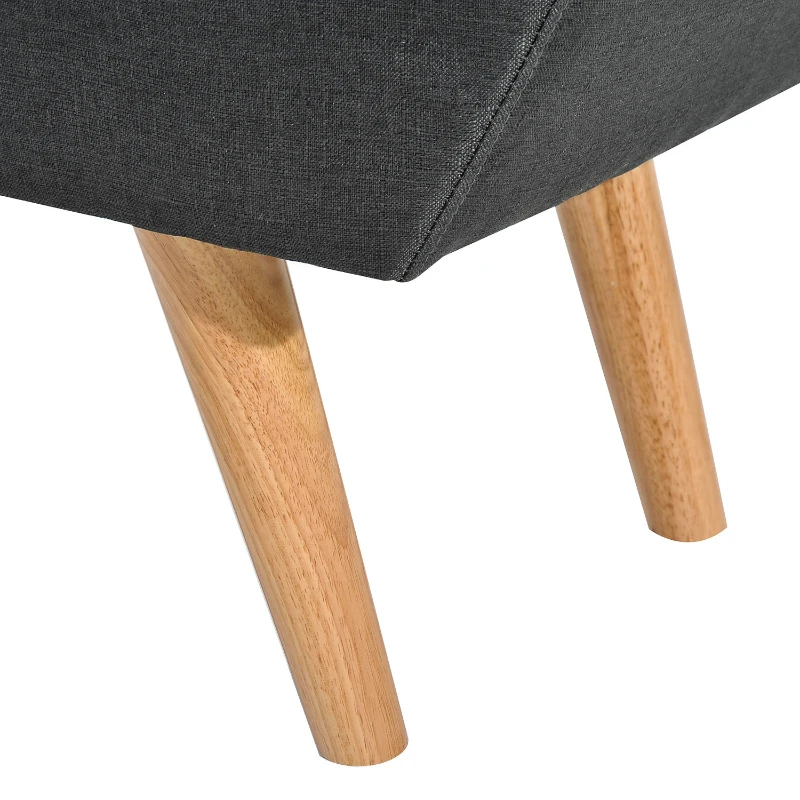 HOMCOM Upholstered Oak Wood Bedroom Chaise Lounge Bench Dark Grey