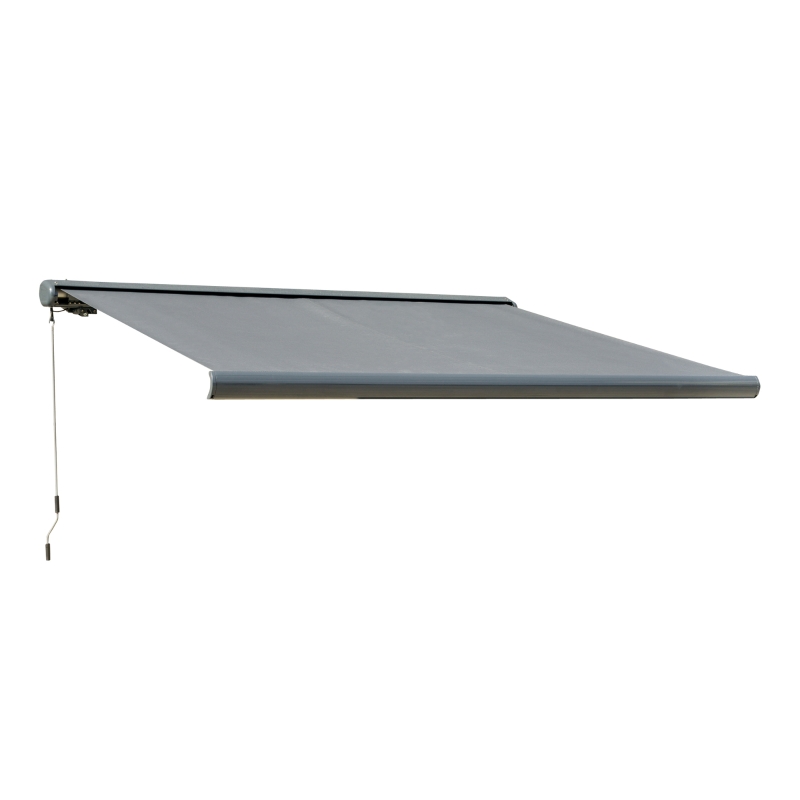 Outsunny Cassette Electric Manual Awning Door Window Retractable Canopy w/ R/C & LED 300W x 0-250D cm