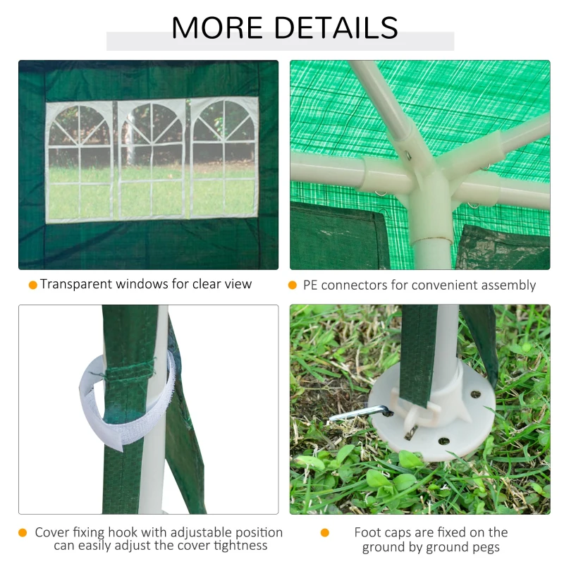 Outsunny 9 x 3 m Party Tent Gazebo Marquee Outdoor Patio Canopy Shelter with Windows and Side Panels Deep Green