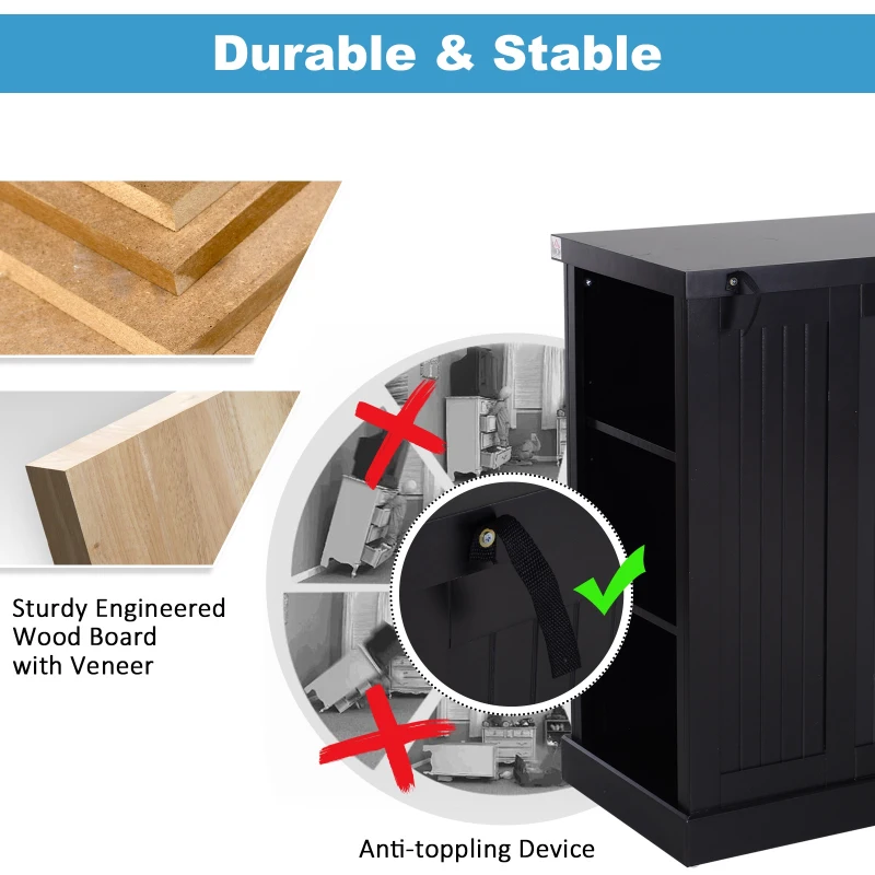 HOMCOM Wooden Multifunction Island Storage Cabinet Black