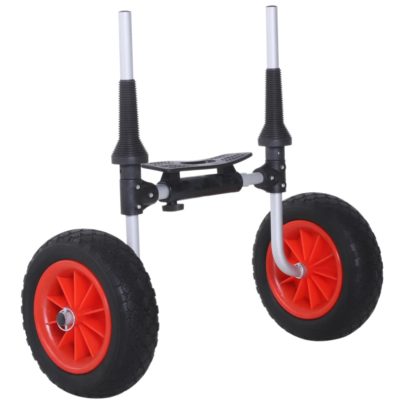 Outsunny Aluminium Frame Kayak Transport Trolley w/ 2 Red Wheels