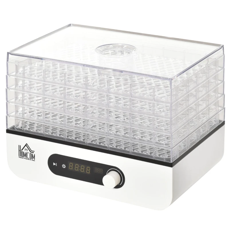 HOMCOM 5 Tray Food Dehydrator Fruit Dryer Machine with Adjustable Temperature Timer for Vegetables Meat