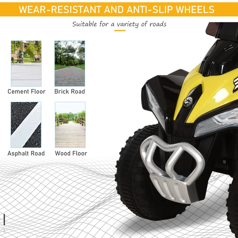 HOMCOM Kids Battery Powered Plastic Ride On Quad Bike Yellow