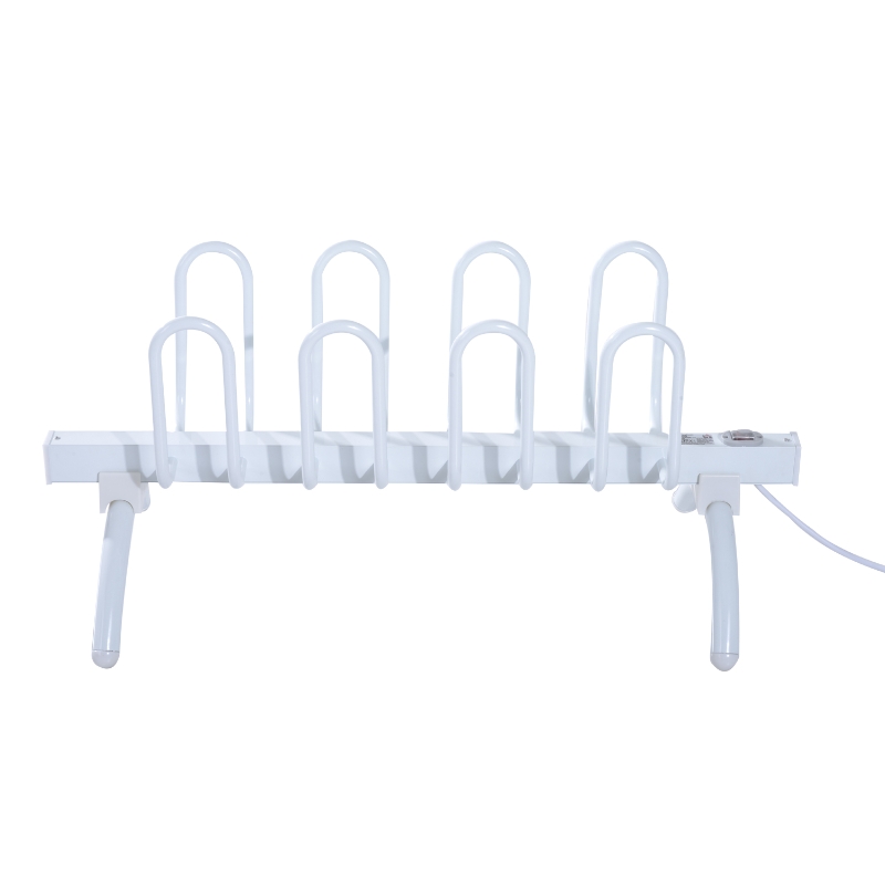 HOMCOM 4 Pairs Free Standing Electric Shoes Dryer Dry Heater Boot Rail Rack Dehumidify Warmer Deodorizer Sterilizer White