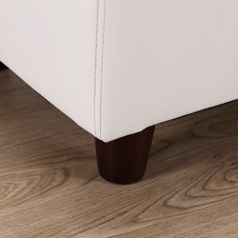 HOMCOM 46" Storage Ottoman Stool Bench in PU Leather for Bed End or Hallway (White)