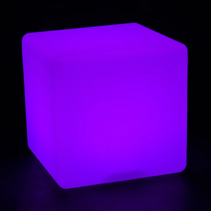 HOMCOM 40cm LED Cube Stool Chair Seat Table Floor Lamp Adjustable 16 RGB Colour Rechargeable Battery Remote Control