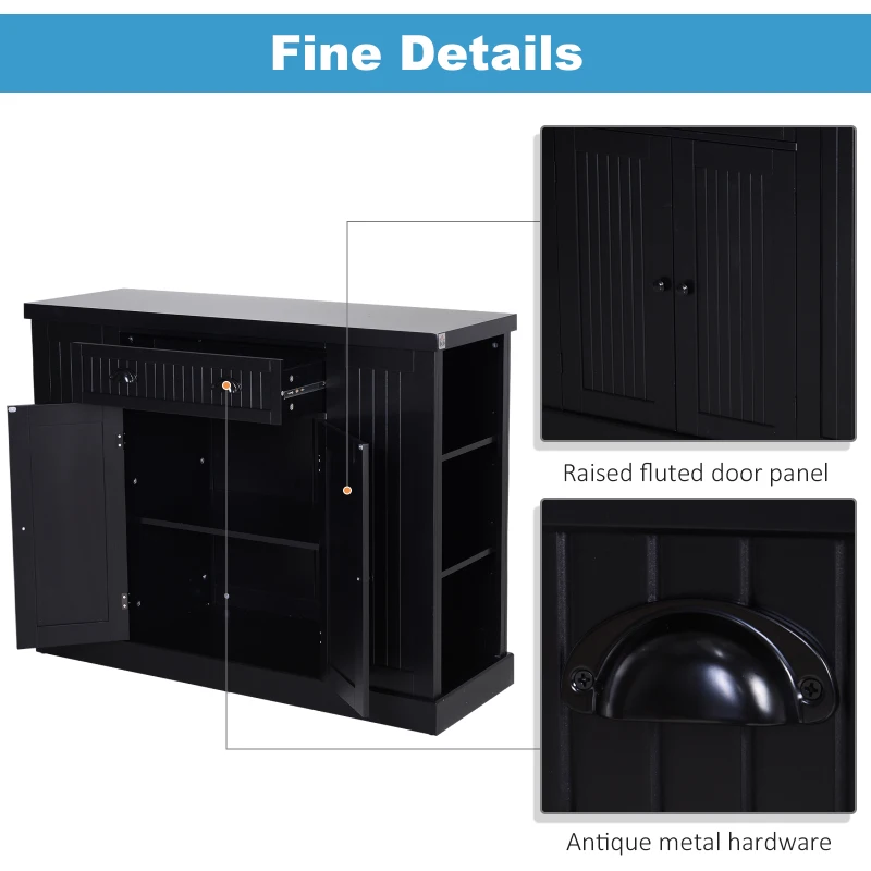 HOMCOM Wooden Multifunction Island Storage Cabinet Black