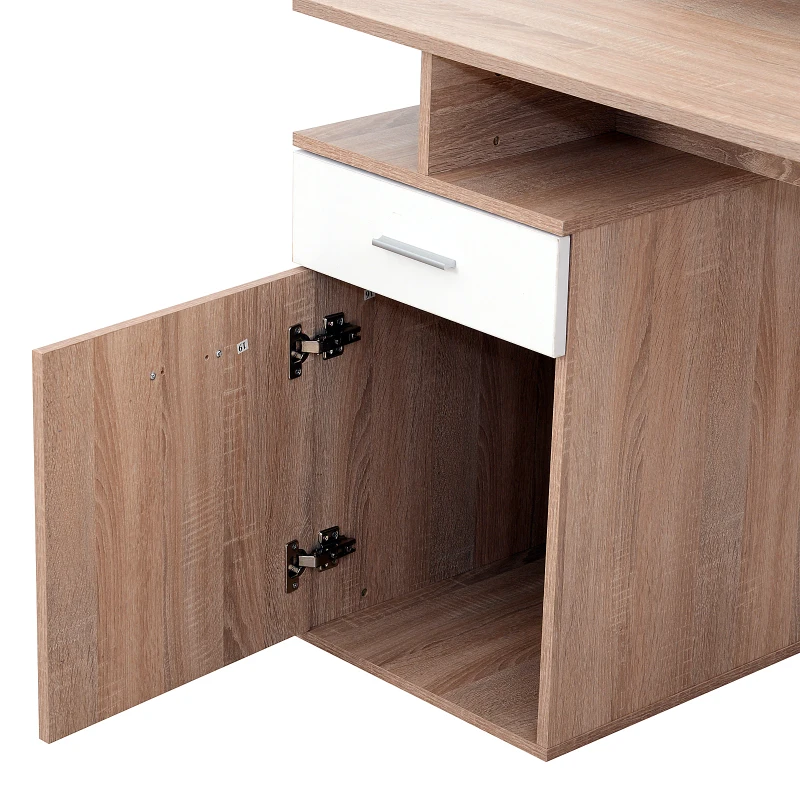 Vinsetto Computer Desk, 120Lx60Wx122H cm, Particle board-Oak/White Colour