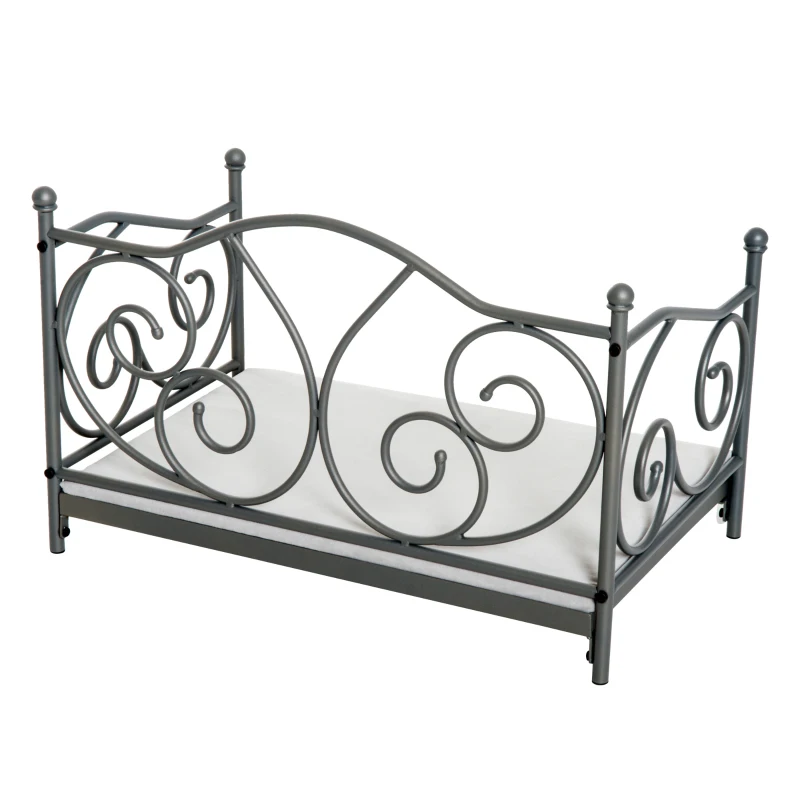 PawHut Pet Bed W/Cushioned Seat, Metal Frame-Grey