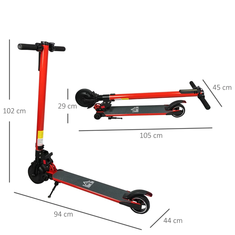 HOMCOM Aluminium Alloy Electric Scooter Bike Speed Adjustable for Adults w/ Light Red