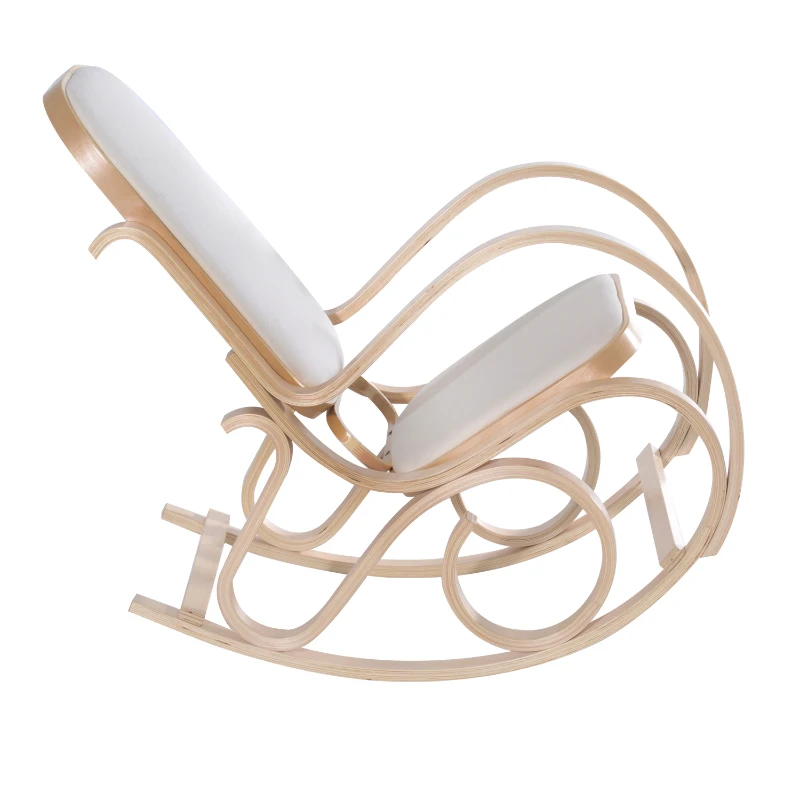 HOMCOM Antique Rocker Wooden Rocking Chair Lounger Relaxing Seating Leisure Lounging Padded Seat Classic Furniture