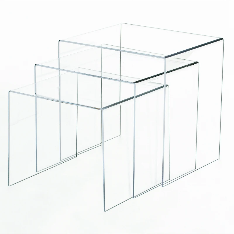 HOMCOM 3 pc Acrylic Nesting Table Set