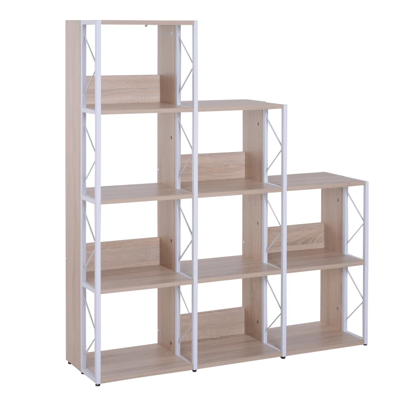 HOMCOM 9 Cube Bookshelf,  127Lx35Dx146.5H cm-White Oak colour