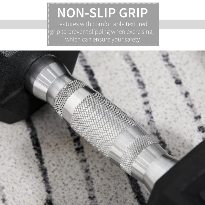 HOMCOM Rubber Hexagonal Dumbbell Set,2 pcs x 5 kg