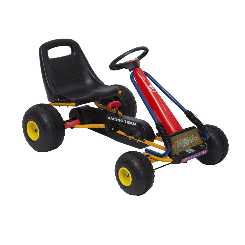 HOMCOM Kids Ride Pedal Go Kart W/ Hand Brake-Red/Black