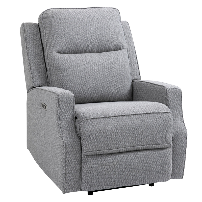 HOMCOM Electric Recliner Chair Armchair Sofa with Linen Upholstered, Footrest, Grey