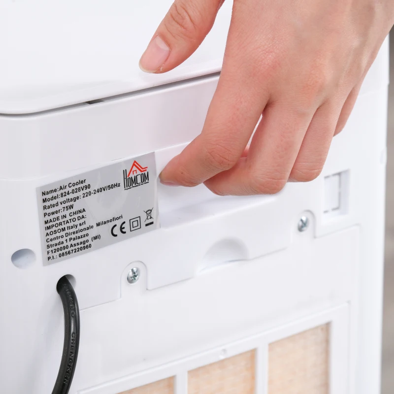 HOMCOM 4L Portable Air Cooler, Mobile Evaporative Cooler Humidifier with 3 Modes, 3 Fan Speed, Remote Controller, 7.5 Hour Timer, Swing and Ice Cooling Function for Bedroom, Dorm, Office