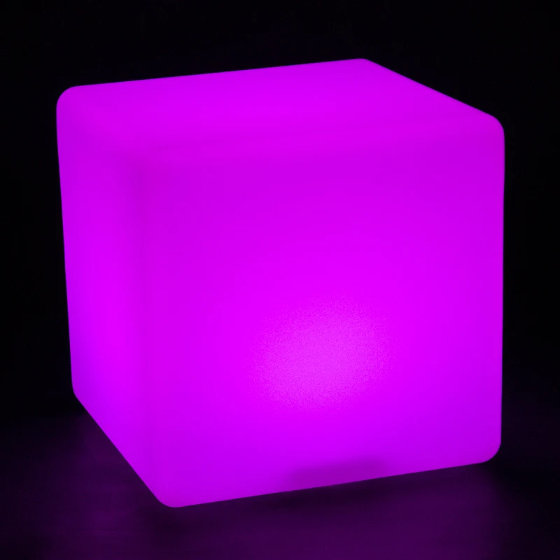 HOMCOM 40cm LED Cube Stool Chair Seat Table Floor Lamp Adjustable 16 RGB Colour Rechargeable Battery Remote Control