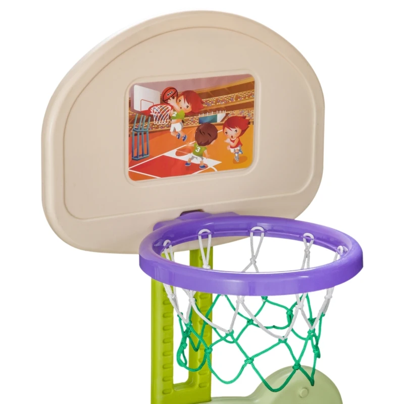 HOMCOM 2 in 1 Sport Center Kids Children Basketball Hoop Stand Football Soccer Goal Net Toddler Outdoor Indoor Fun Activity Toy Game Child Boys Gift