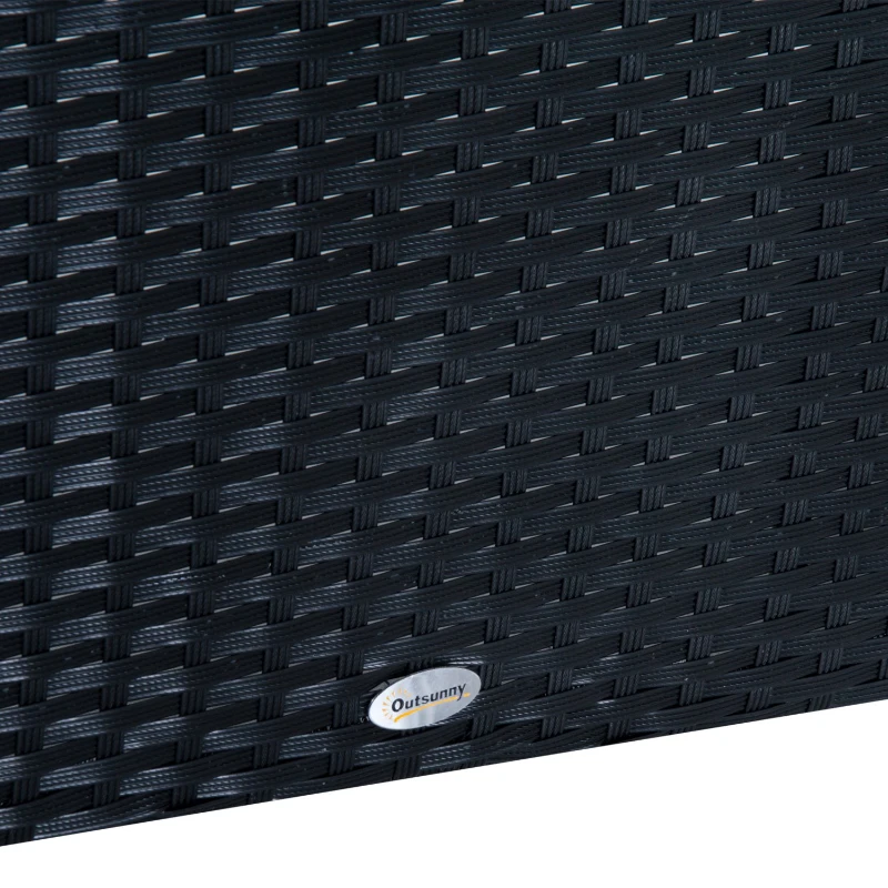 Outsunny 4PC Rattan Sofa Set Garden Outdoor Wicker 2 Seater Armrest Sofa Foot Stools Coffee Table Set w/ Pillow & Cushions - Black