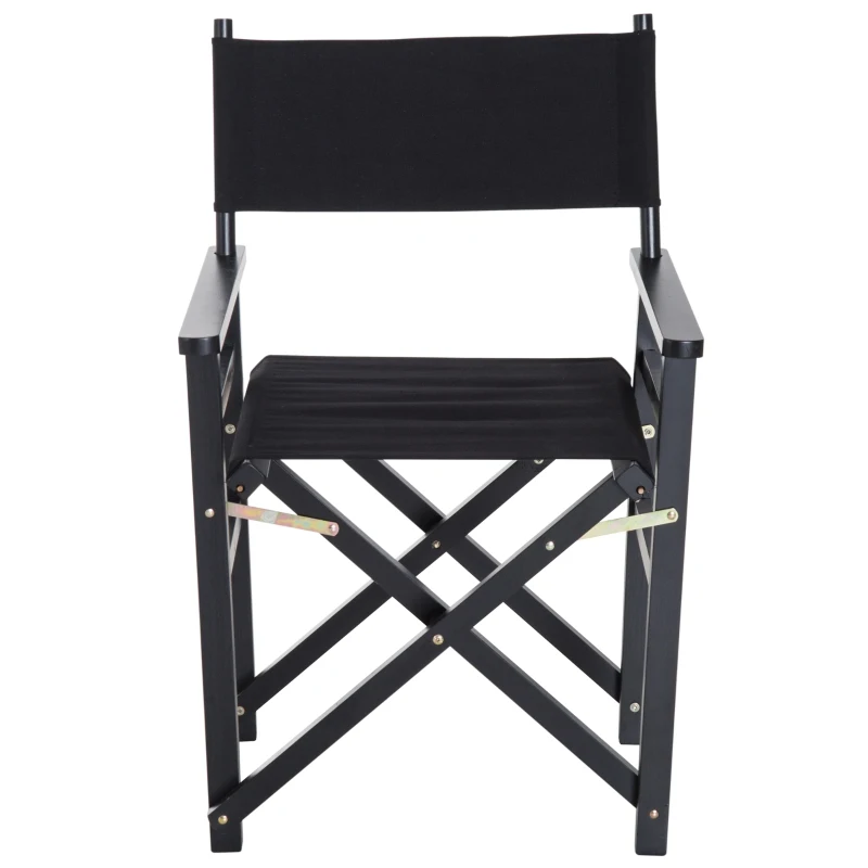 HOMCOM Beech Wooden Frame Folding Directors Chair Space Saving Oxford Fabric Seat Black
