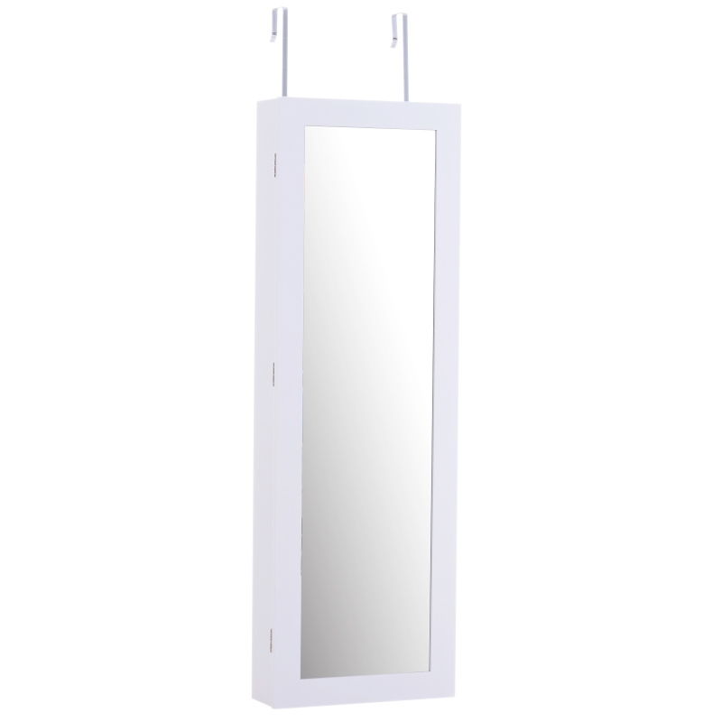 HOMCOM Wall /Door Mounted Armoire Mirror Jewellery Cabinet, 36Wx108.5Hx11.5T cm-White