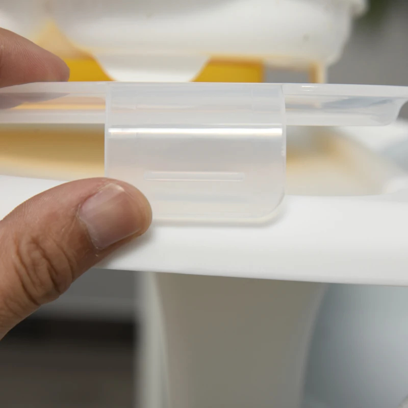 HOMCOM Baby Booster Seat for Dining Portable Toddler Feeding Chair  w/ 3 Point Harness Strap Height Adjustable Removable Cushion Detachable Tray Non-Slip Feet Grey