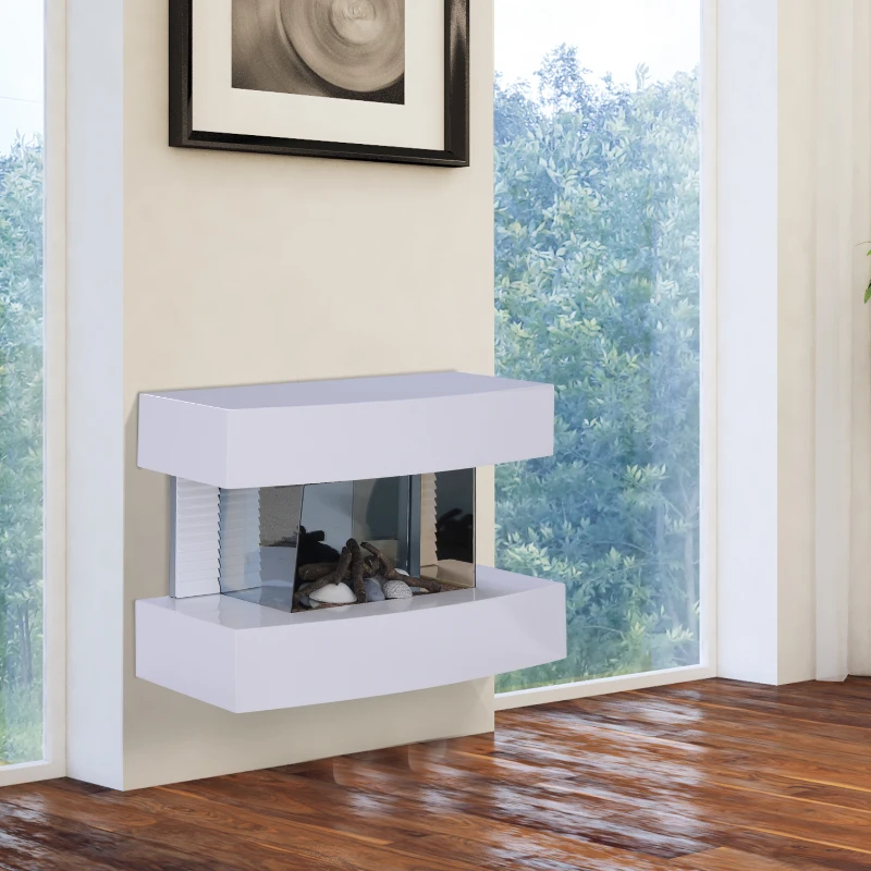 HOMCOM Wall mounted Electric Fireplace Heater, W/LED Flame Effect, 2000W-White