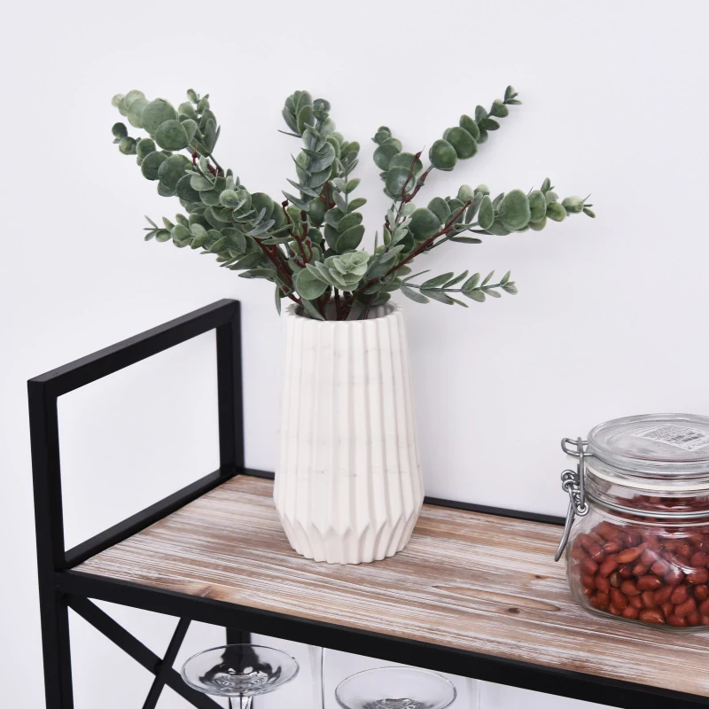 HOMCOM 2-Tier Wall Shelf Metal Frame Wood Shelves Bottom Rail Storage Rack Organisation Home Bedroom Kitchen Hallway Furniture 50x55cm Natural