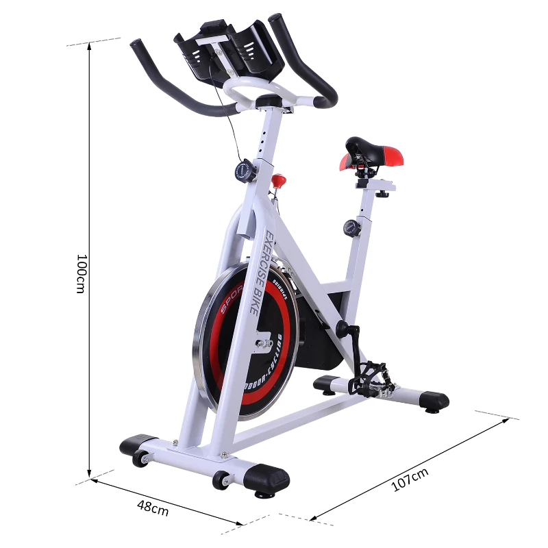 HOMCOM 8kg Spinning Flywheel Exercise Bike Aerobic Training Indoor Cycling Stationary Cardio Workout Home Fitness Racing Machine with Adjustable Resistance Pad Holder
