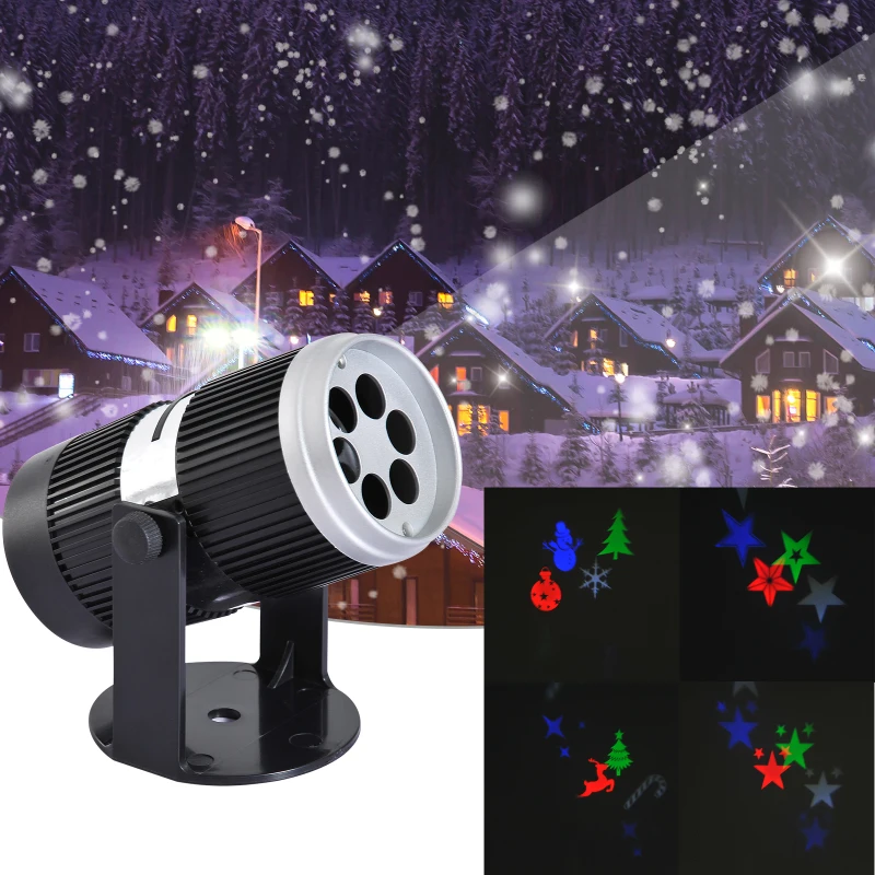 HOMCOM LED Projector Lamp 4 Patterns Waterproof Spotlight Christmas Holiday Indoor Outdoor Wall Decoration Party Décor