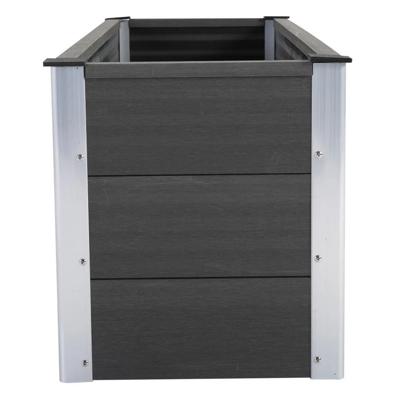Outsunny Raised Garden Planter, 100Lx50Wx50H cm, Wood, Plastic, Aluminium-Grey