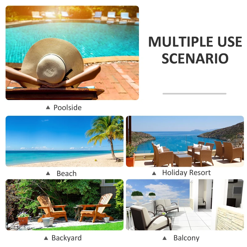 Outsunny 2PCs Patio Chaise Lounge Chair Sun Lounger with 5-Level Adjustable Back Cushion Outdoor Garden Poolside